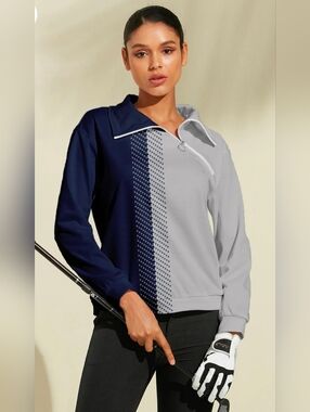 ACEGOLFS Not So Classic Golf 1/4 Zip Pullover Sweatshirt Navy Blue Gray Size L